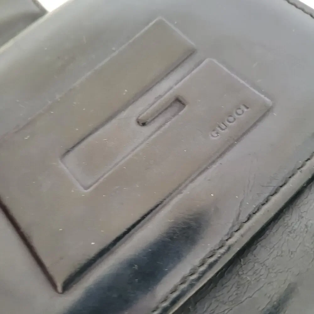 GUCCI G‎ Logo Leather Card Bil Wallet Medium 90s Bifold Black Vintage Tom Ford